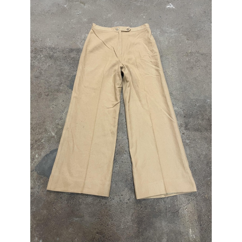 Vintage Patty‎ Woodard Pants Womens 0 Beige Wool Wide Leg Lined Dress Trousers